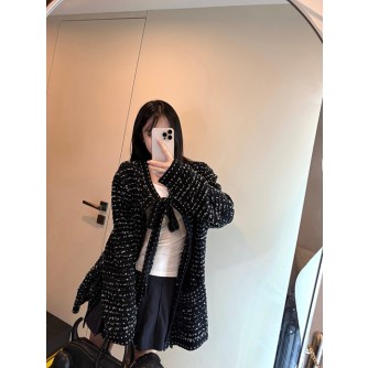 톰브라운 트위드 리본 가디건