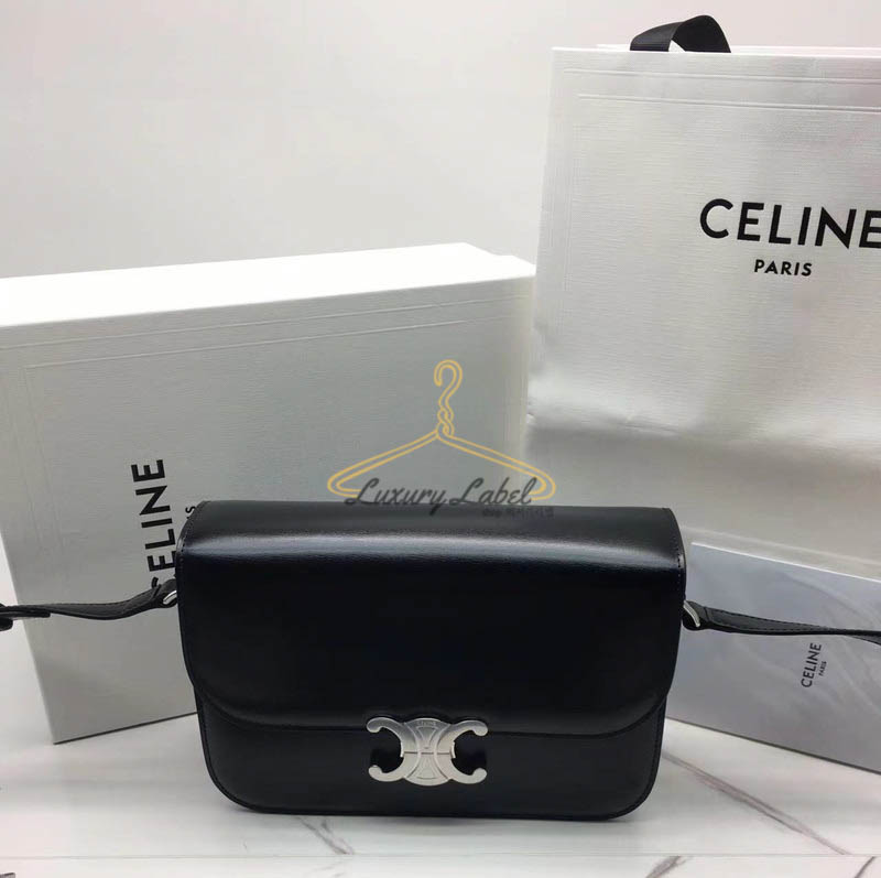 셀린느 트리오페 숄더백 샤이니 카프스킨 틴 / 미디움 (은장)