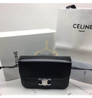 셀린느 트리오페 숄더백 샤이니 카프스킨 틴 / 미디움 (은장)