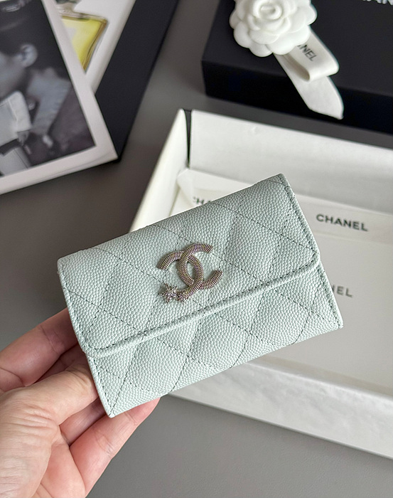 샤넬 25B CC 별 로고 캐비어 카드지갑 (컬러 스카이블루)