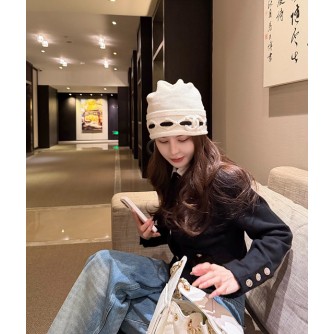 샤넬 스티치 디테일 캐시미어 비니 (컬러 아이보리, 블랙)