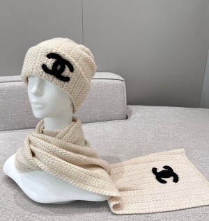 샤넬 코코 로고 니트 비니 & 머플러