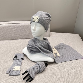 샤넬 캐시미어 CC 로고 비니 & 머플러