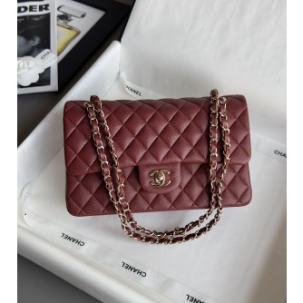 샤넬 클래식 캐비어 미디움 25.5cm (컬러 버건디)
